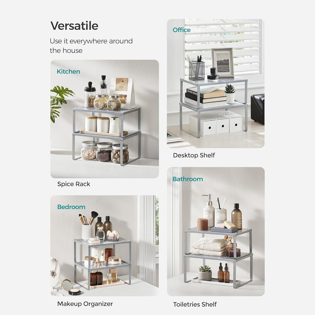 Kuhinjski stalak, organizator za začine, set od 2 komada 22,9 x 32,0 x 15,5 cm/21,8 x 32 x 13,7 cm, srebrni | SONGMICS-Vasdom.hr