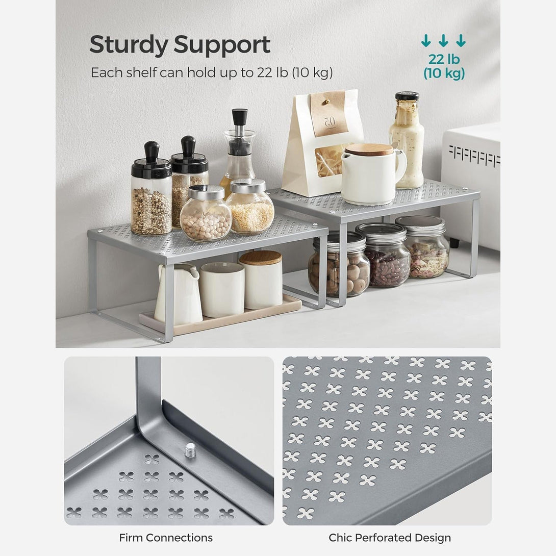 Kuhinjski stalak, organizator za začine, set od 2 komada 22,9 x 32,0 x 15,5 cm/21,8 x 32 x 13,7 cm, srebrni | SONGMICS-Vasdom.hr