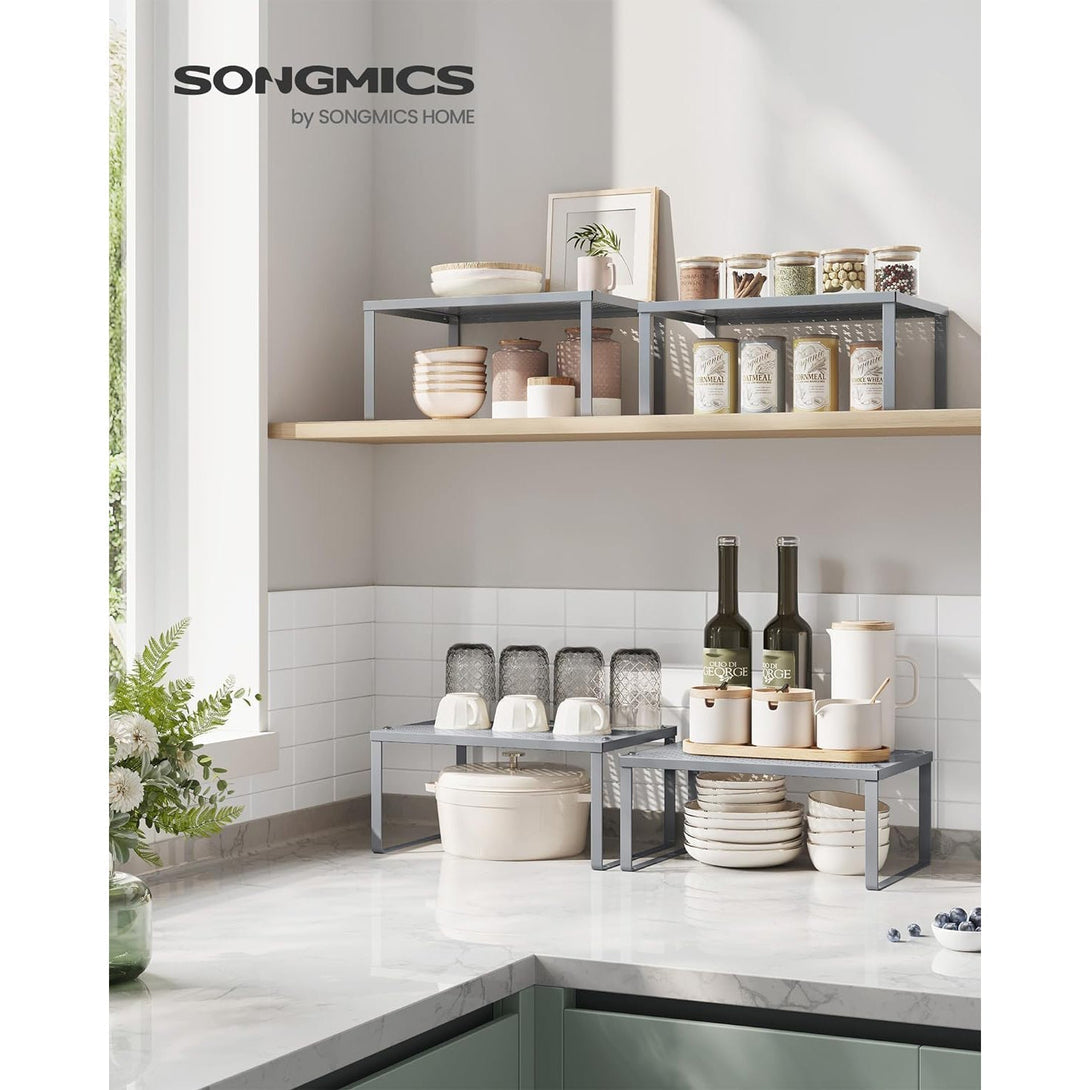 Kuhinjski stalak, organizator za začine, set od 2 komada 22,9 x 32,0 x 15,5 cm/21,8 x 32 x 13,7 cm, srebrni | SONGMICS-Vasdom.hr