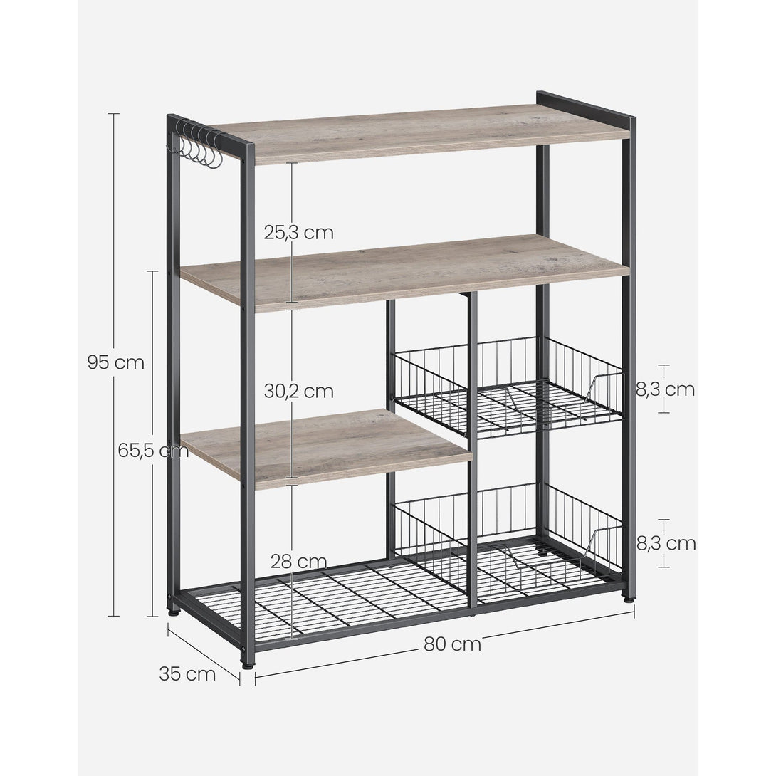 Kuhinski stalak s prostorom za mikrovalnu, 35 x 80 x 95 cm, smeđe crni | VASAGLE-Vasdom.hr