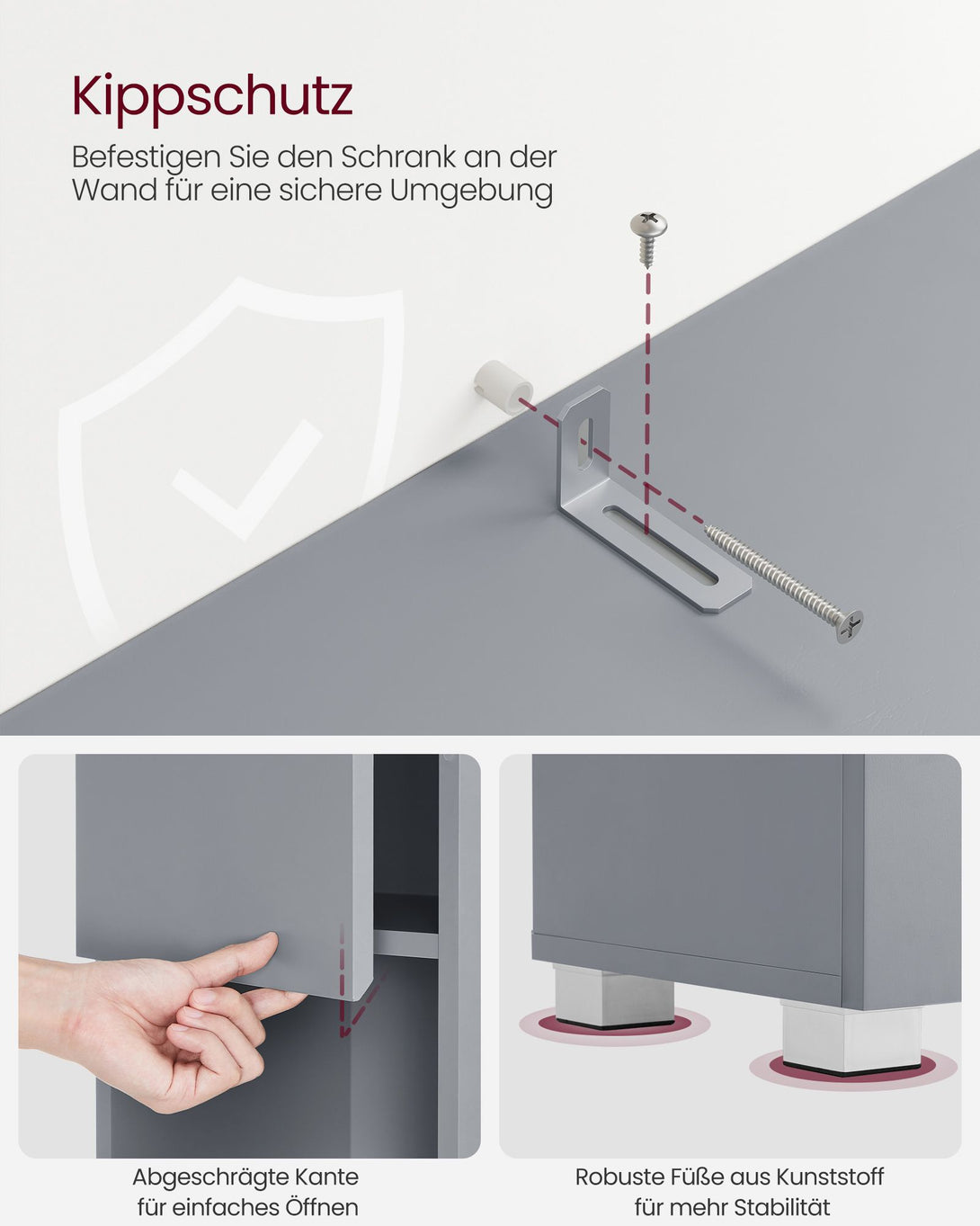 Kupaonski ormariá s ladicom i policama, 30 x 30 x 170 cm, sive boje | SONGMICS-Vasdom.hr