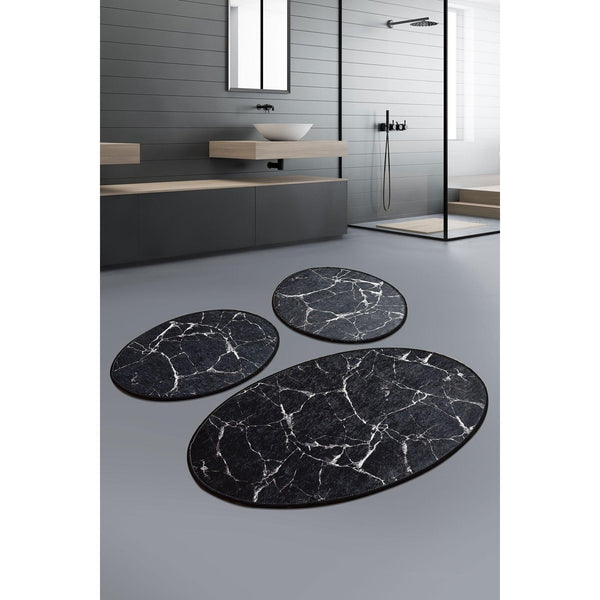 Kupaonski prostirač Postavi (3 kom) Marble - Crna-Vasdom.hr