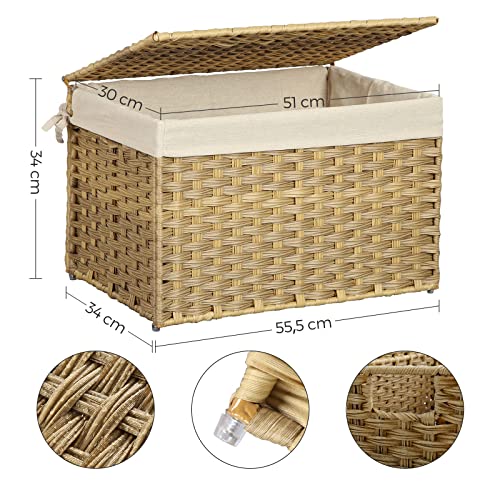 Kutija za pohranu u rattan stilu, 55,5 x 34 x 34 cm, prirodna boje | SONGMICS-Vasdom.hr