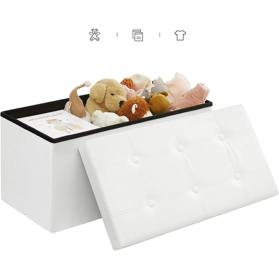 Kutija za sjedenje, sjedalo, kutija za odlaganje, 76 cm umjetna koža bijela | SONGMICS-Vasdom.hr