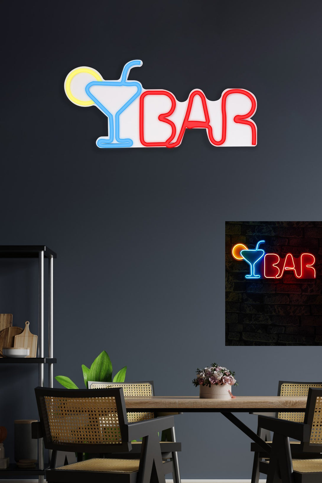 lastična zidna dekoracija s LED rasvjetom, Bar - Multicolor-Vasdom.hr