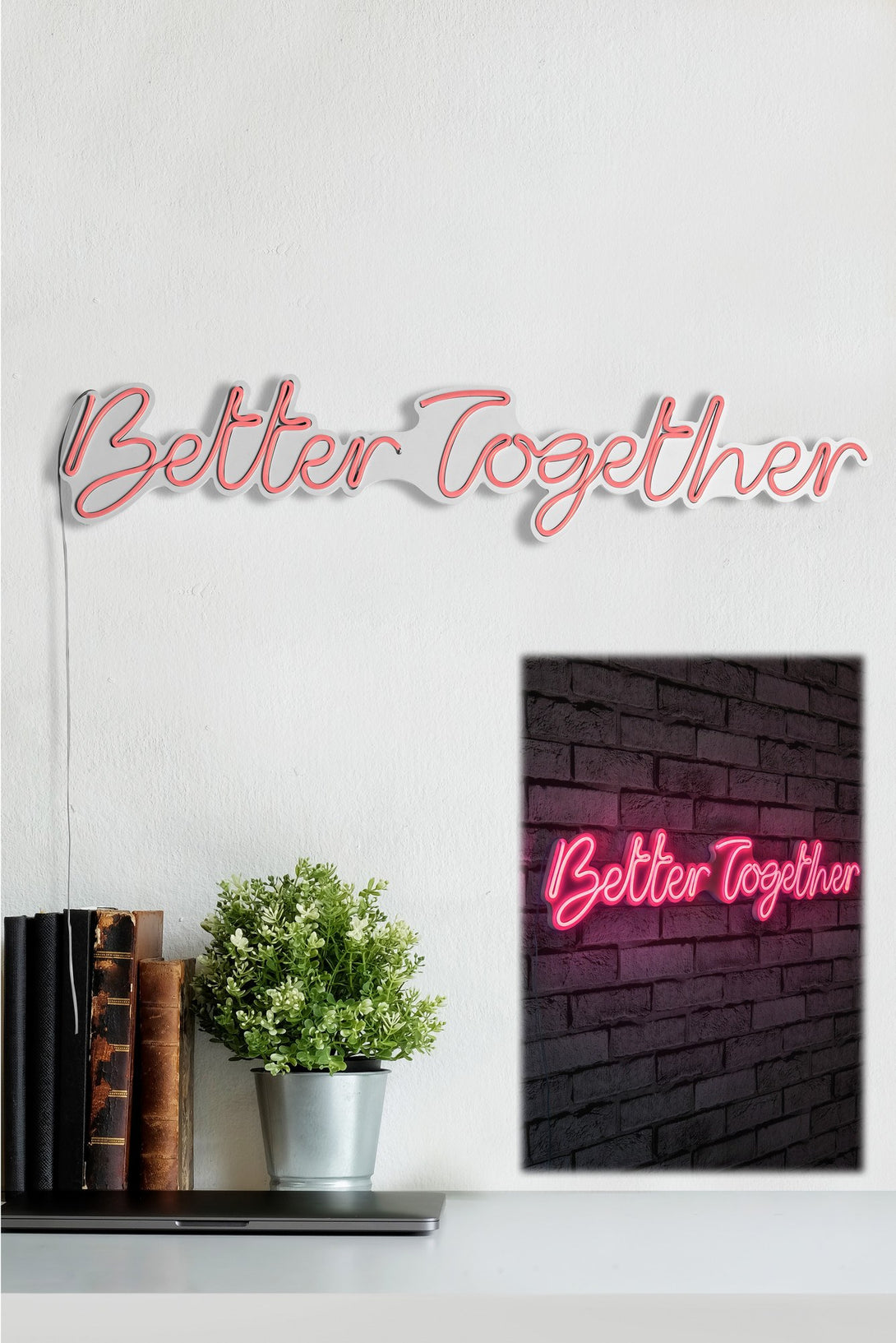 lastična zidna dekoracija s LED rasvjetom, Better Together - Pink-Vasdom.hr