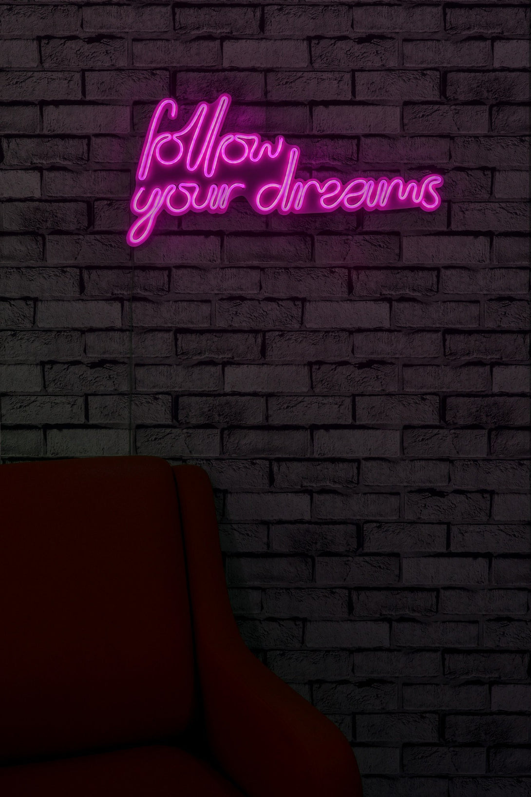 lastična zidna dekoracija s LED rasvjetom, Follow Your Dreams - Pink-Vasdom.hr