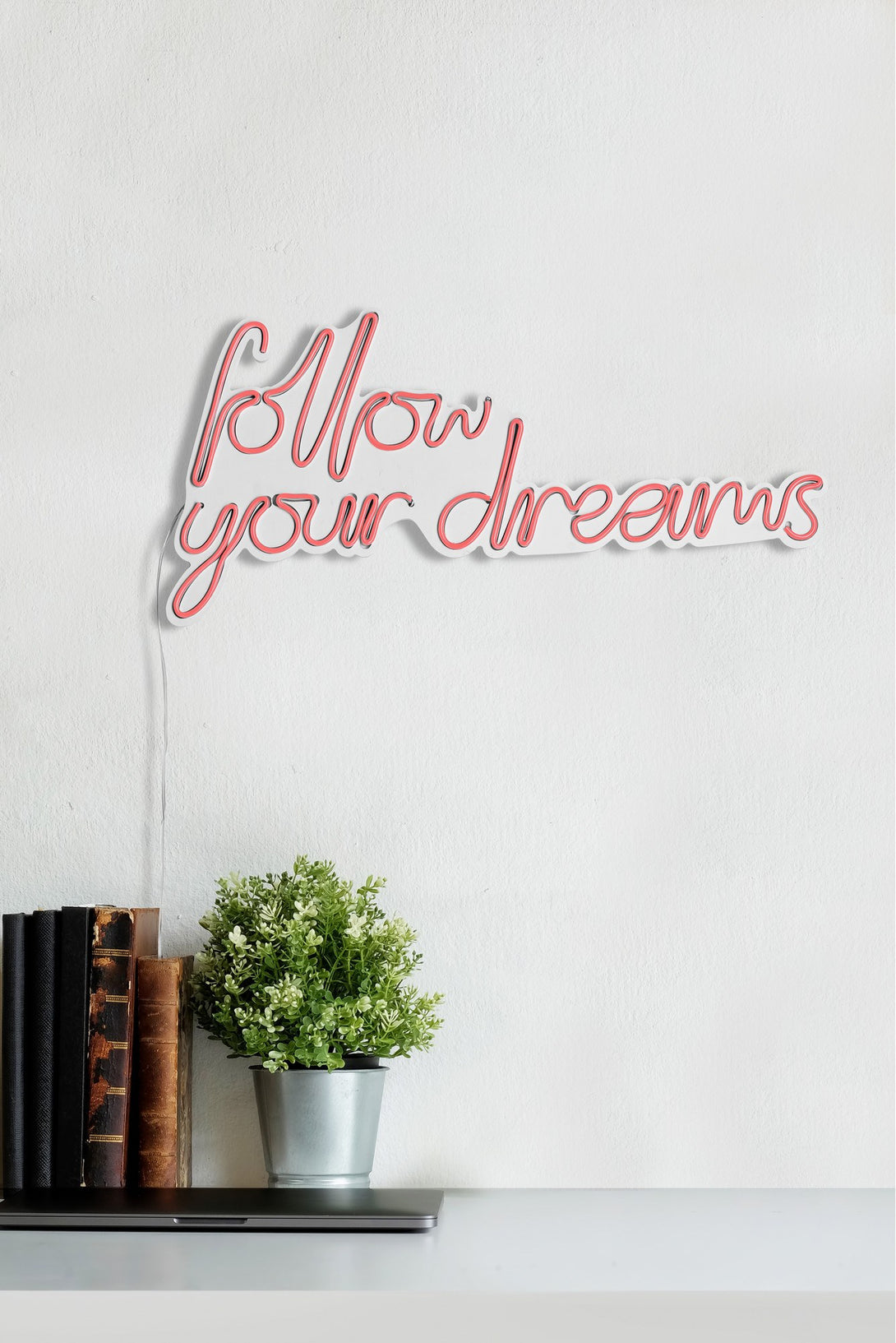 lastična zidna dekoracija s LED rasvjetom, Follow Your Dreams - Pink-Vasdom.hr