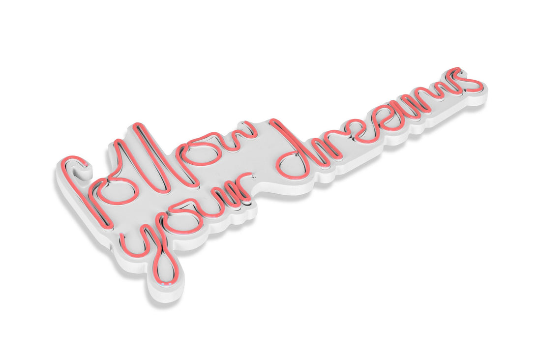 lastična zidna dekoracija s LED rasvjetom, Follow Your Dreams - Pink-Vasdom.hr