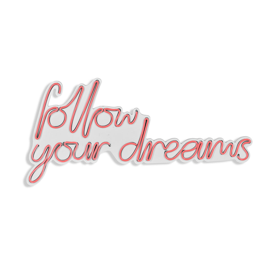lastična zidna dekoracija s LED rasvjetom, Follow Your Dreams - Pink-Vasdom.hr