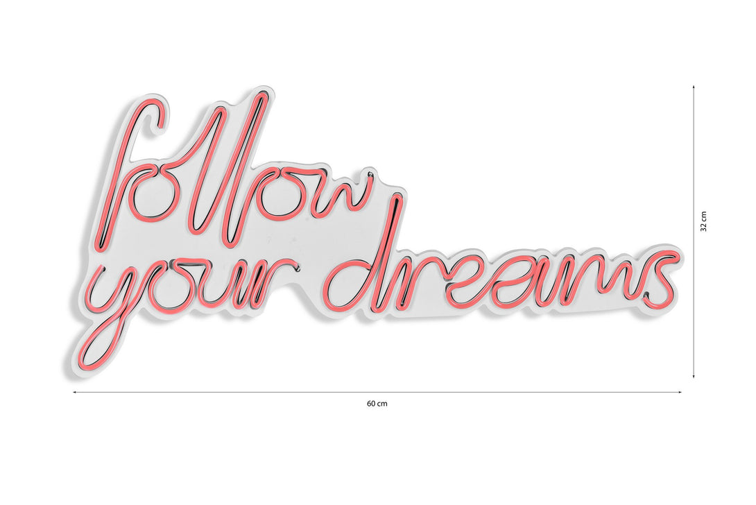 lastična zidna dekoracija s LED rasvjetom, Follow Your Dreams - Pink-Vasdom.hr