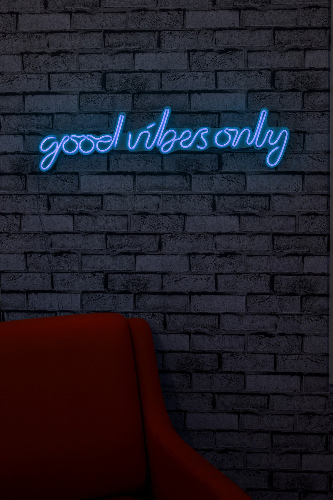 lastična zidna dekoracija s LED rasvjetom, Good Vibes Only - Blue-Vasdom.hr