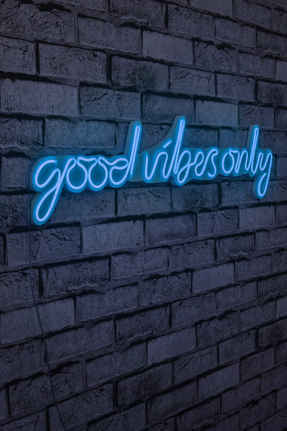 lastična zidna dekoracija s LED rasvjetom, Good Vibes Only - Blue-Vasdom.hr