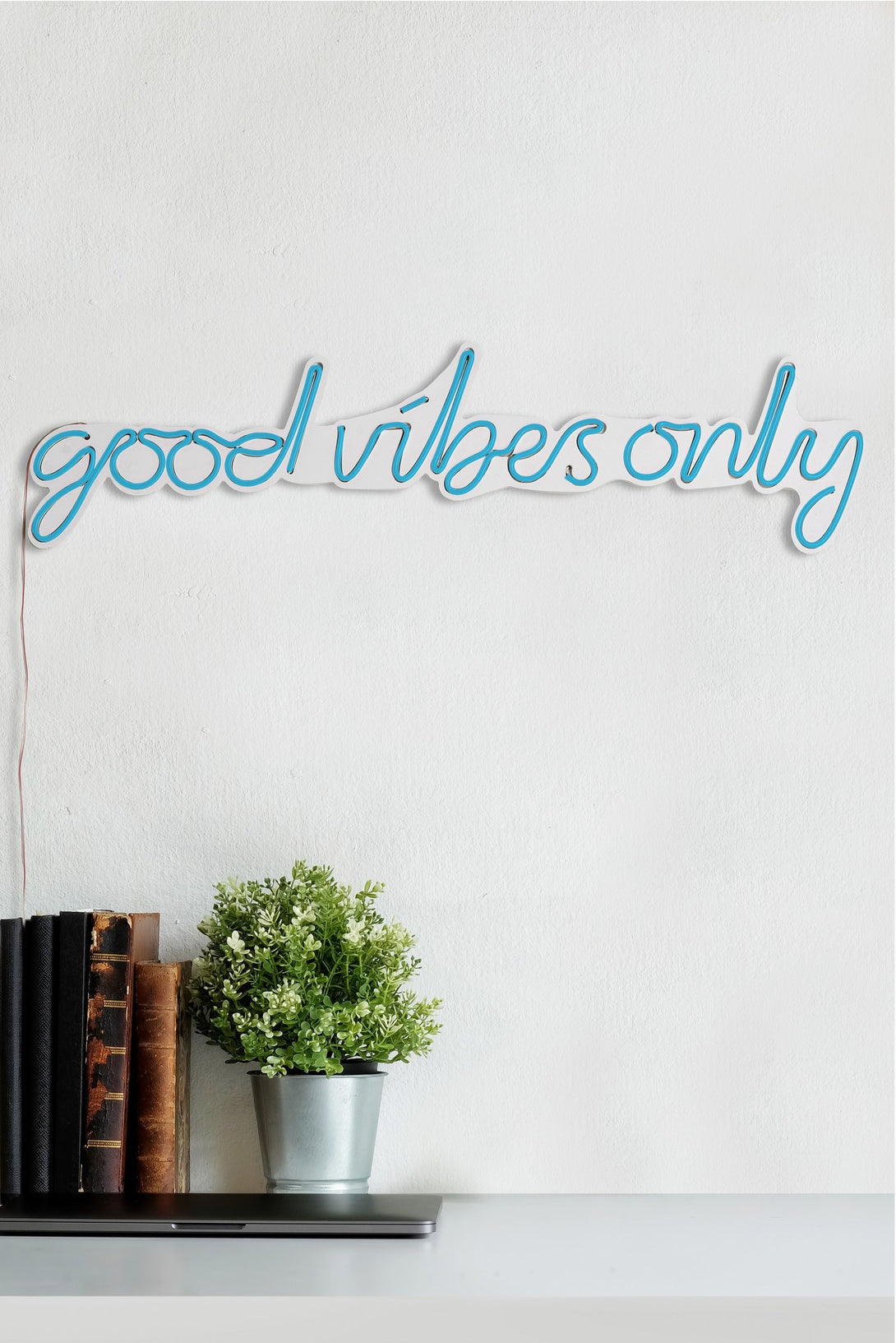 lastična zidna dekoracija s LED rasvjetom, Good Vibes Only - Blue-Vasdom.hr