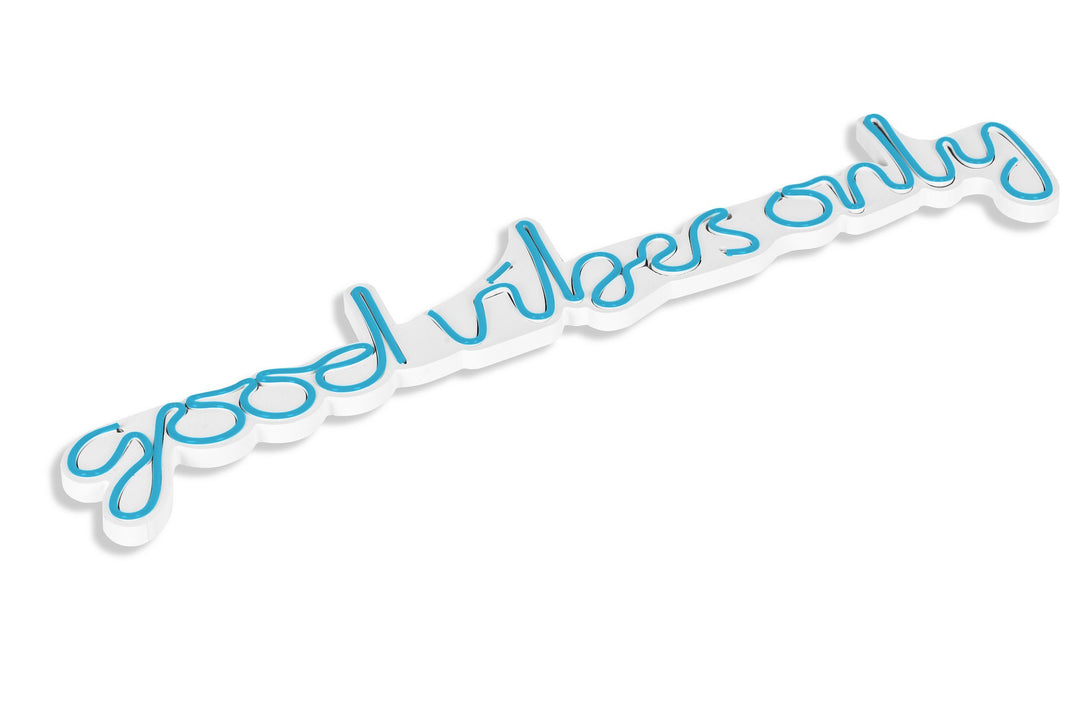 lastična zidna dekoracija s LED rasvjetom, Good Vibes Only - Blue-Vasdom.hr