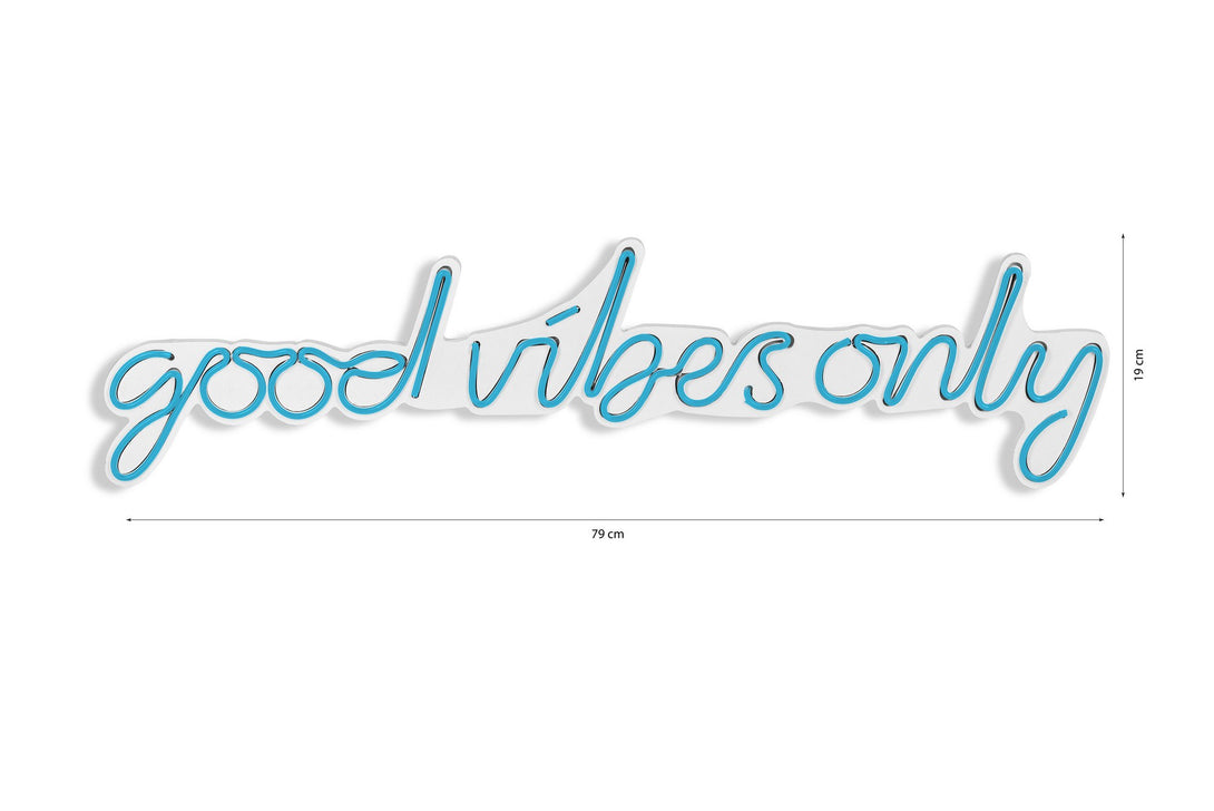 lastična zidna dekoracija s LED rasvjetom, Good Vibes Only - Blue-Vasdom.hr