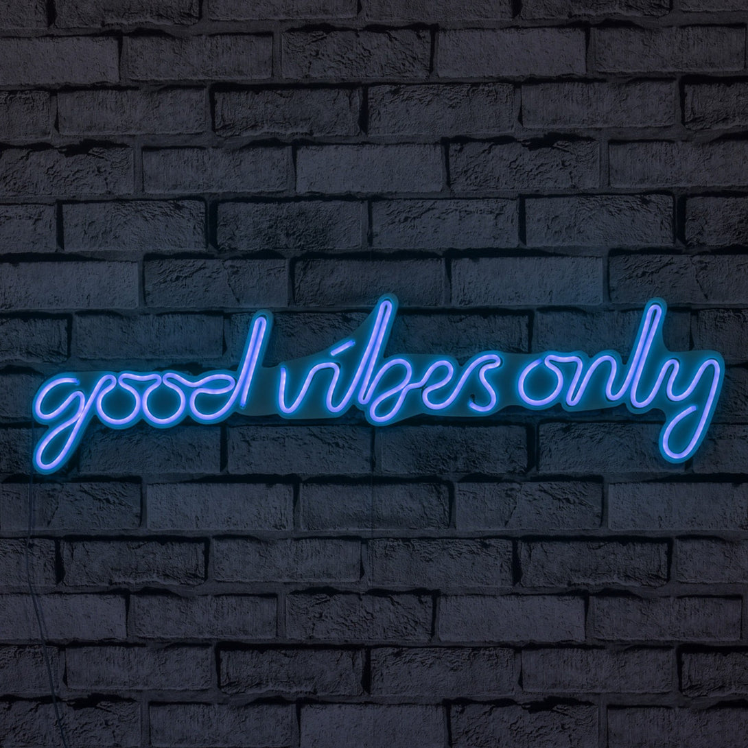 lastična zidna dekoracija s LED rasvjetom, Good Vibes Only - Blue-Vasdom.hr