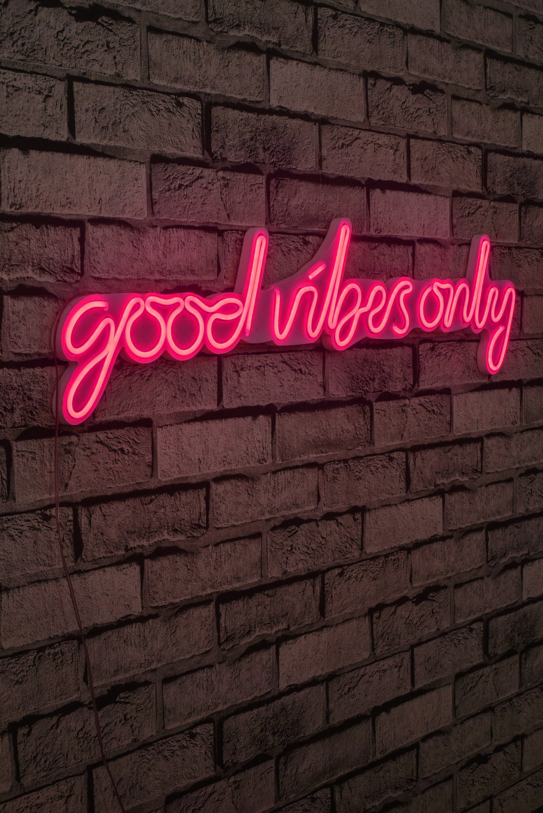 lastična zidna dekoracija s LED rasvjetom, Good Vibes Only - Pink-Vasdom.hr