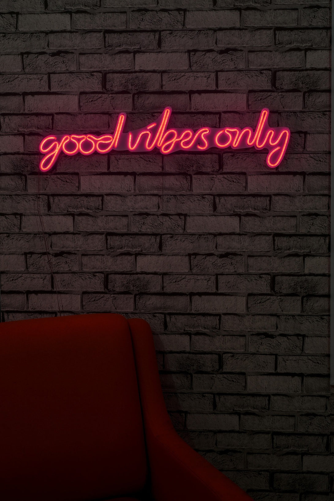 lastična zidna dekoracija s LED rasvjetom, Good Vibes Only - Pink-Vasdom.hr