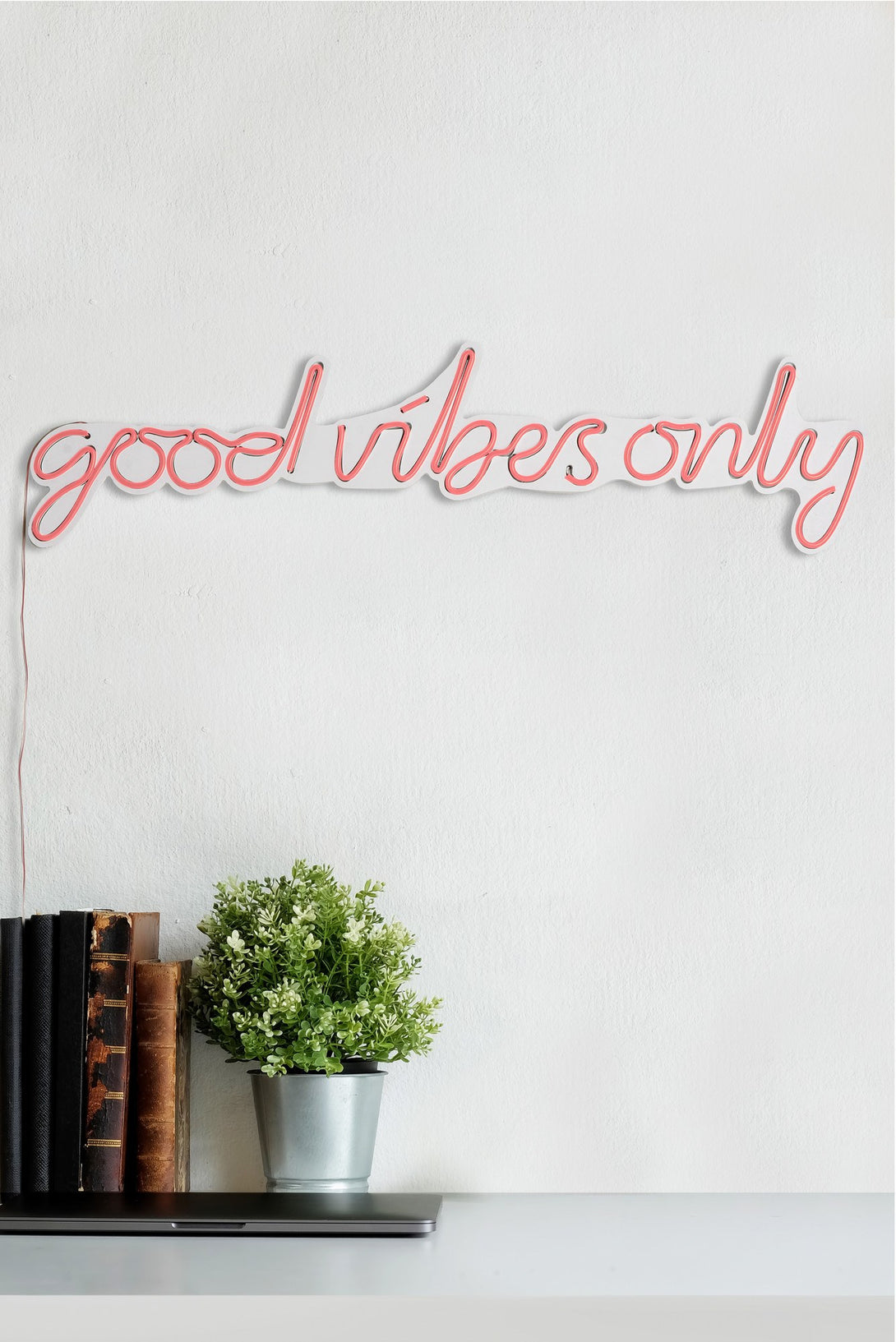 lastična zidna dekoracija s LED rasvjetom, Good Vibes Only - Pink-Vasdom.hr