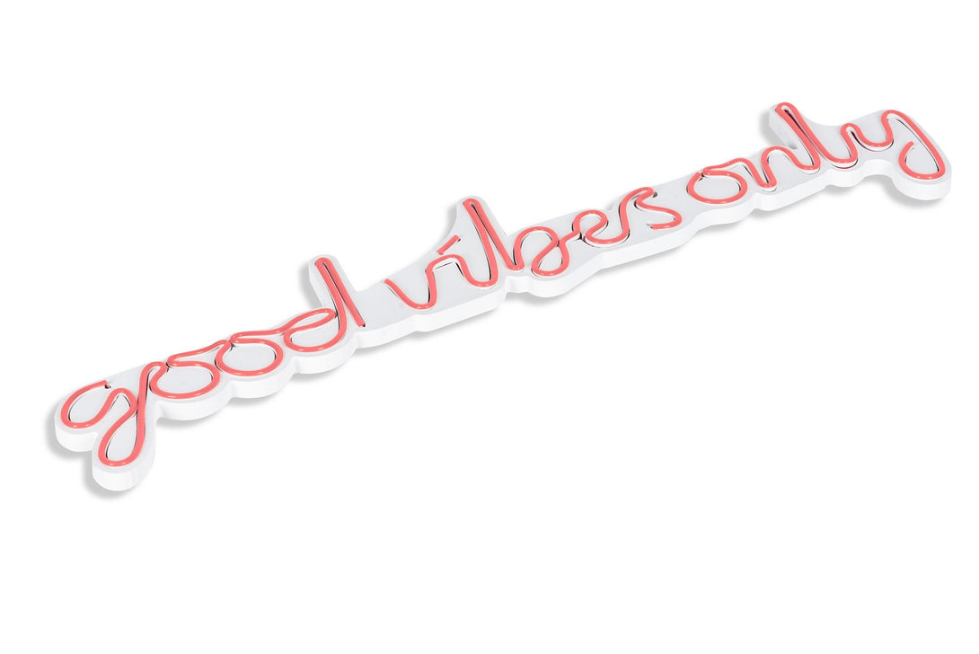lastična zidna dekoracija s LED rasvjetom, Good Vibes Only - Pink-Vasdom.hr