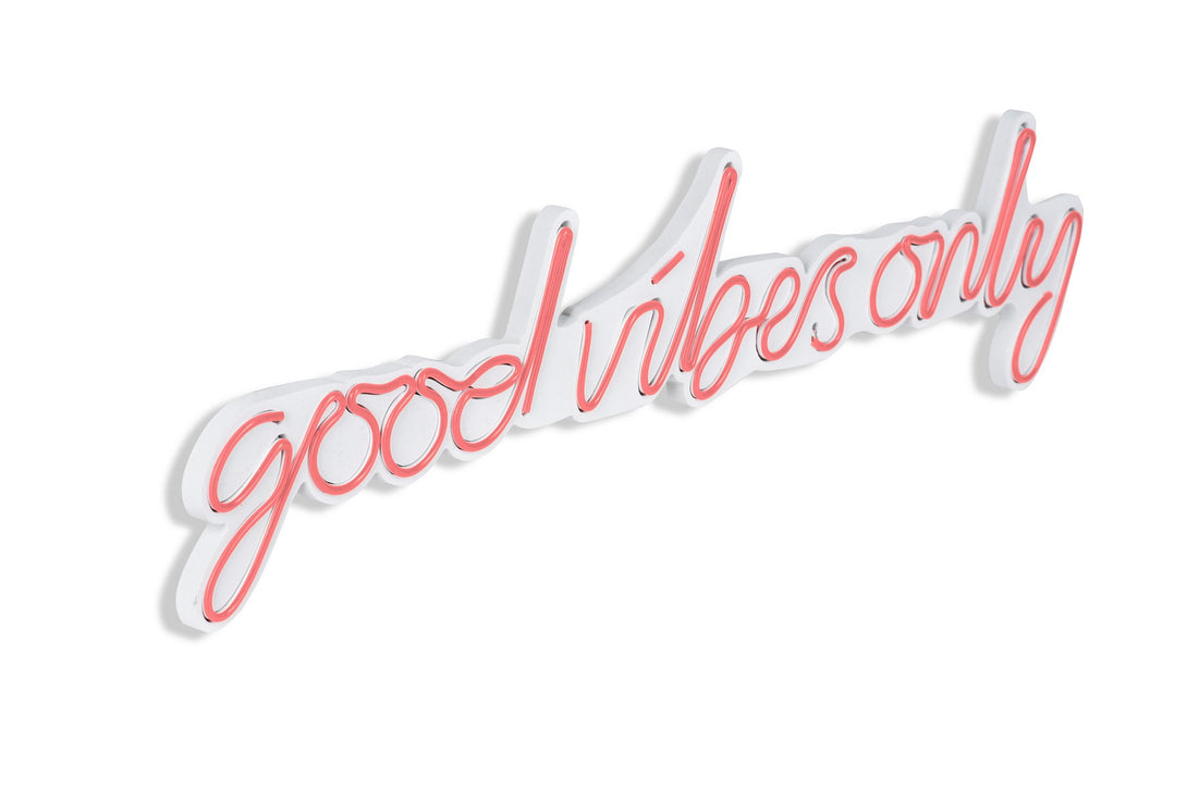 lastična zidna dekoracija s LED rasvjetom, Good Vibes Only - Pink-Vasdom.hr