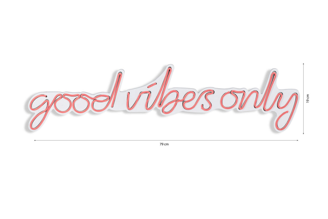 lastična zidna dekoracija s LED rasvjetom, Good Vibes Only - Pink-Vasdom.hr