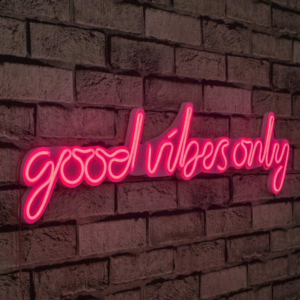 lastična zidna dekoracija s LED rasvjetom, Good Vibes Only - Pink-Vasdom.hr