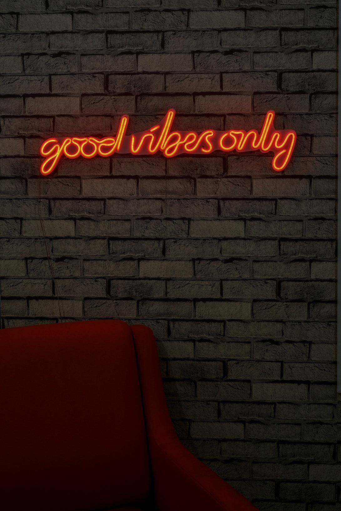 lastična zidna dekoracija s LED rasvjetom, Good Vibes Only - Red-Vasdom.hr
