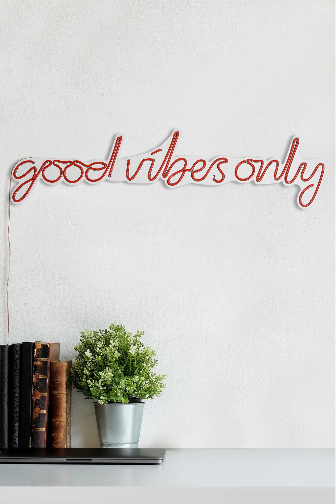 lastična zidna dekoracija s LED rasvjetom, Good Vibes Only - Red-Vasdom.hr
