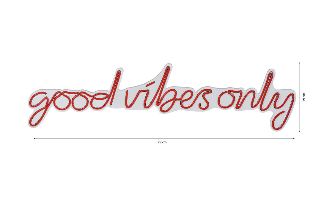 lastična zidna dekoracija s LED rasvjetom, Good Vibes Only - Red-Vasdom.hr