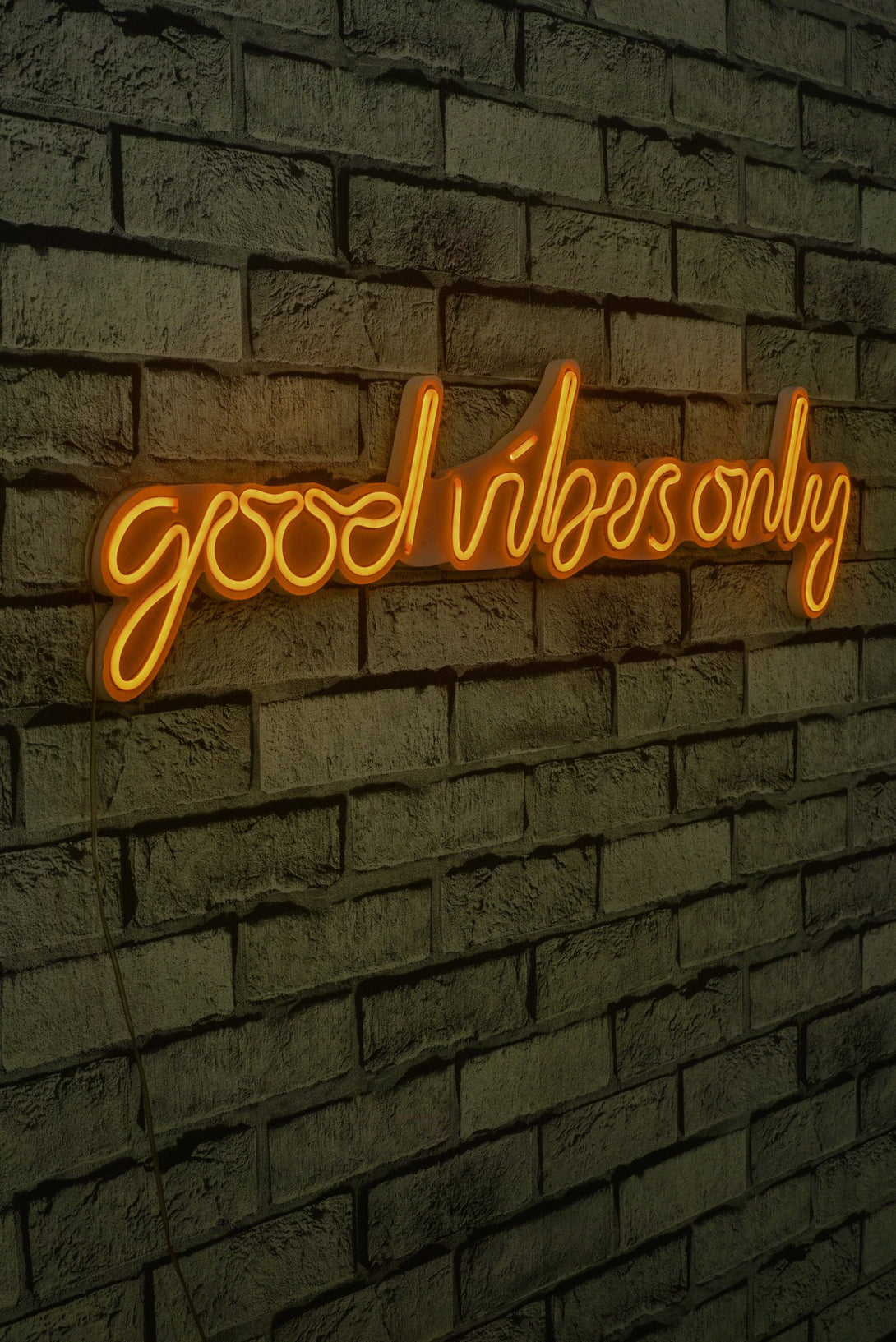 lastična zidna dekoracija s LED rasvjetom, Good Vibes Only - Yellow-Vasdom.hr