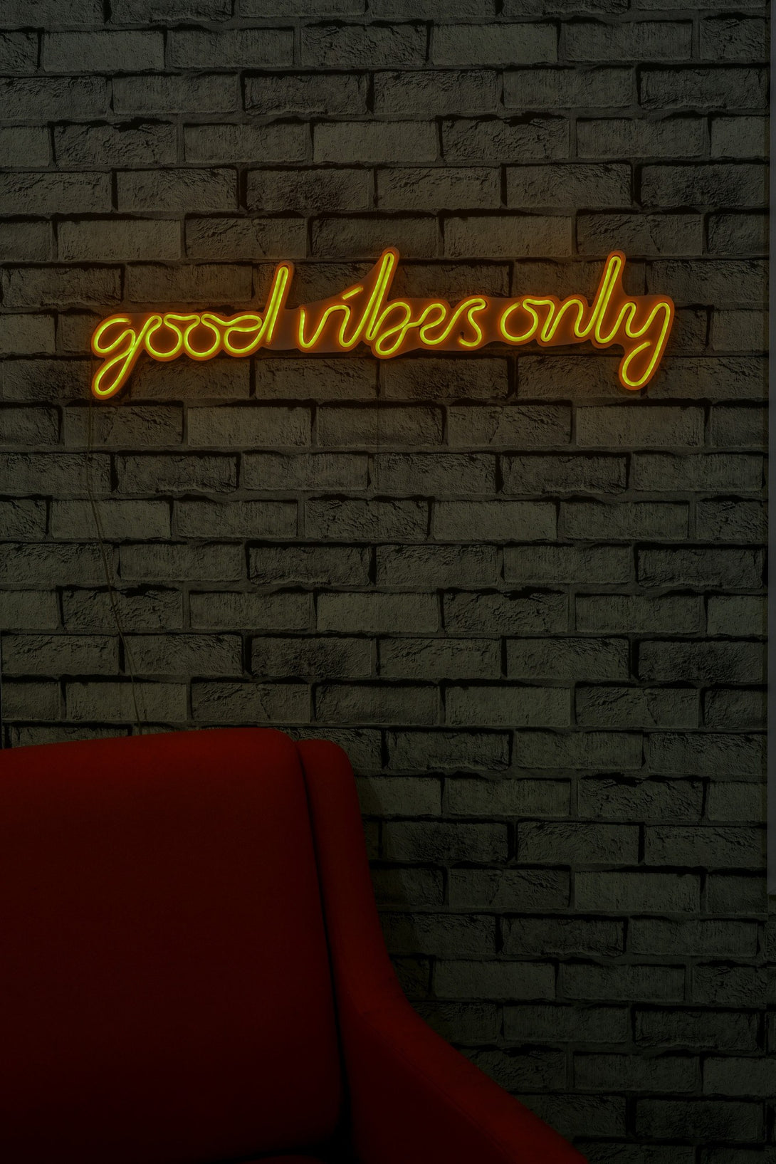 lastična zidna dekoracija s LED rasvjetom, Good Vibes Only - Yellow-Vasdom.hr