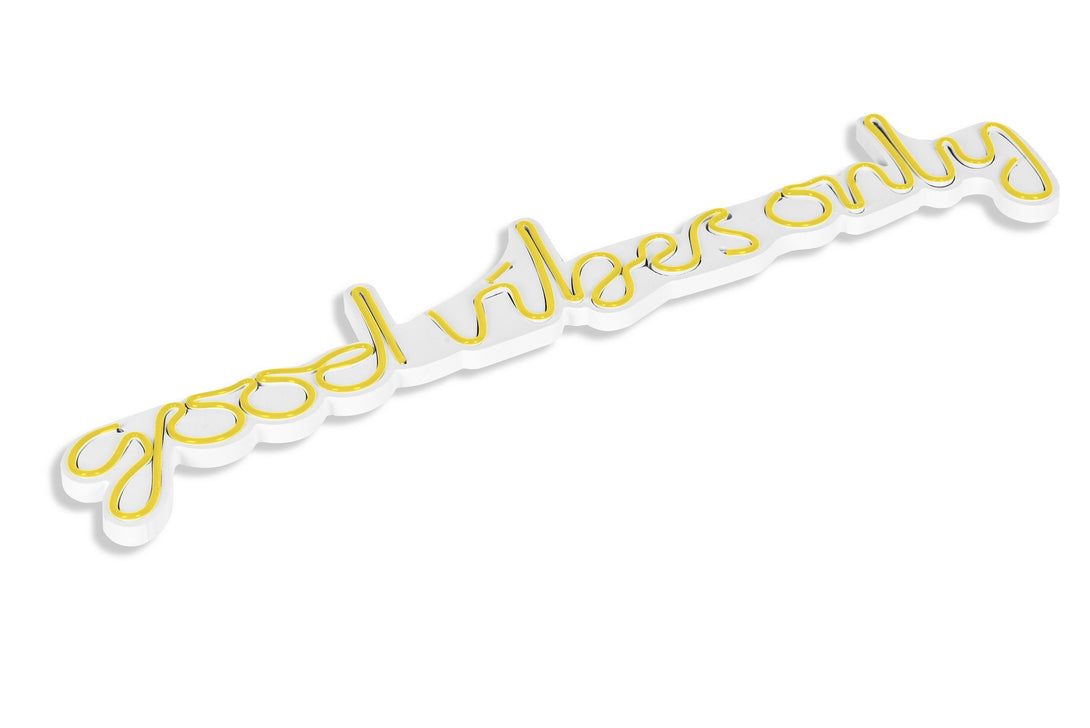 lastična zidna dekoracija s LED rasvjetom, Good Vibes Only - Yellow-Vasdom.hr