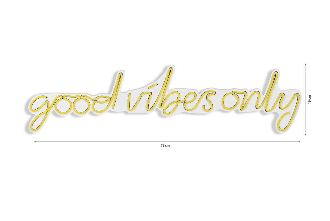 lastična zidna dekoracija s LED rasvjetom, Good Vibes Only - Yellow-Vasdom.hr