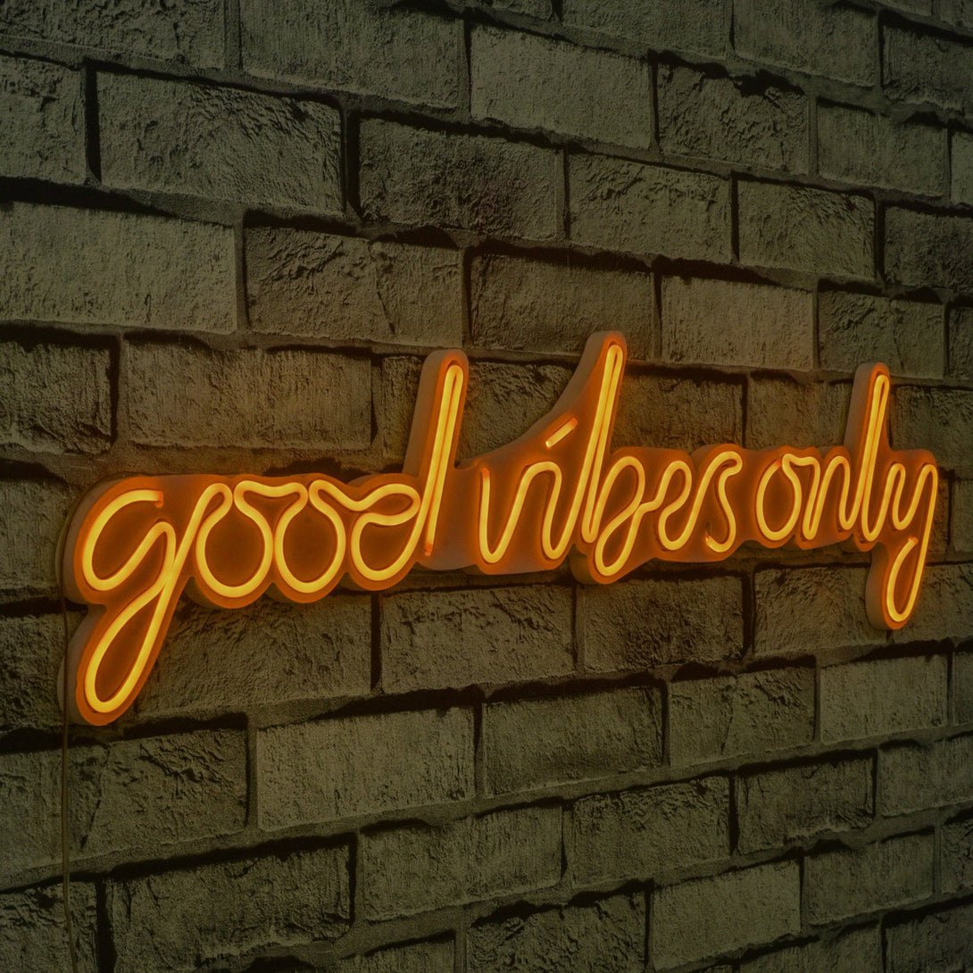 lastična zidna dekoracija s LED rasvjetom, Good Vibes Only - Yellow-Vasdom.hr