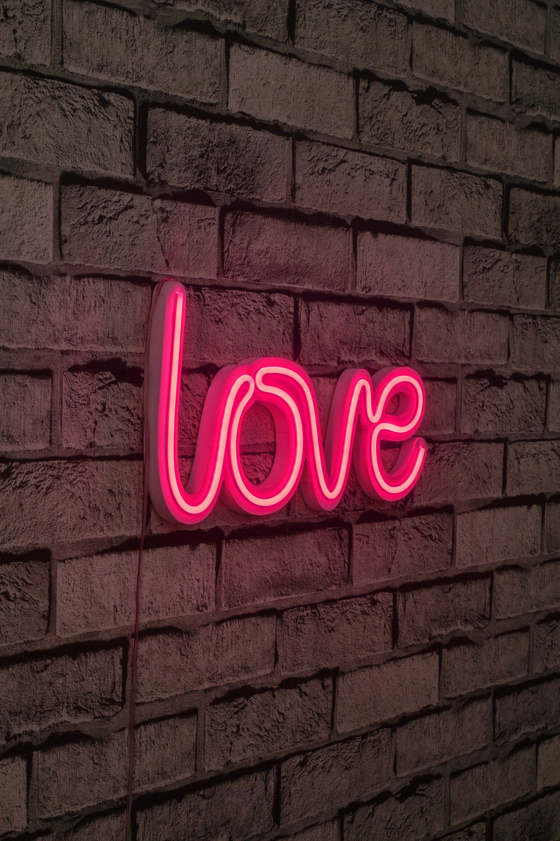 lastična zidna dekoracija s LED rasvjetom, Love - Pink-Vasdom.hr