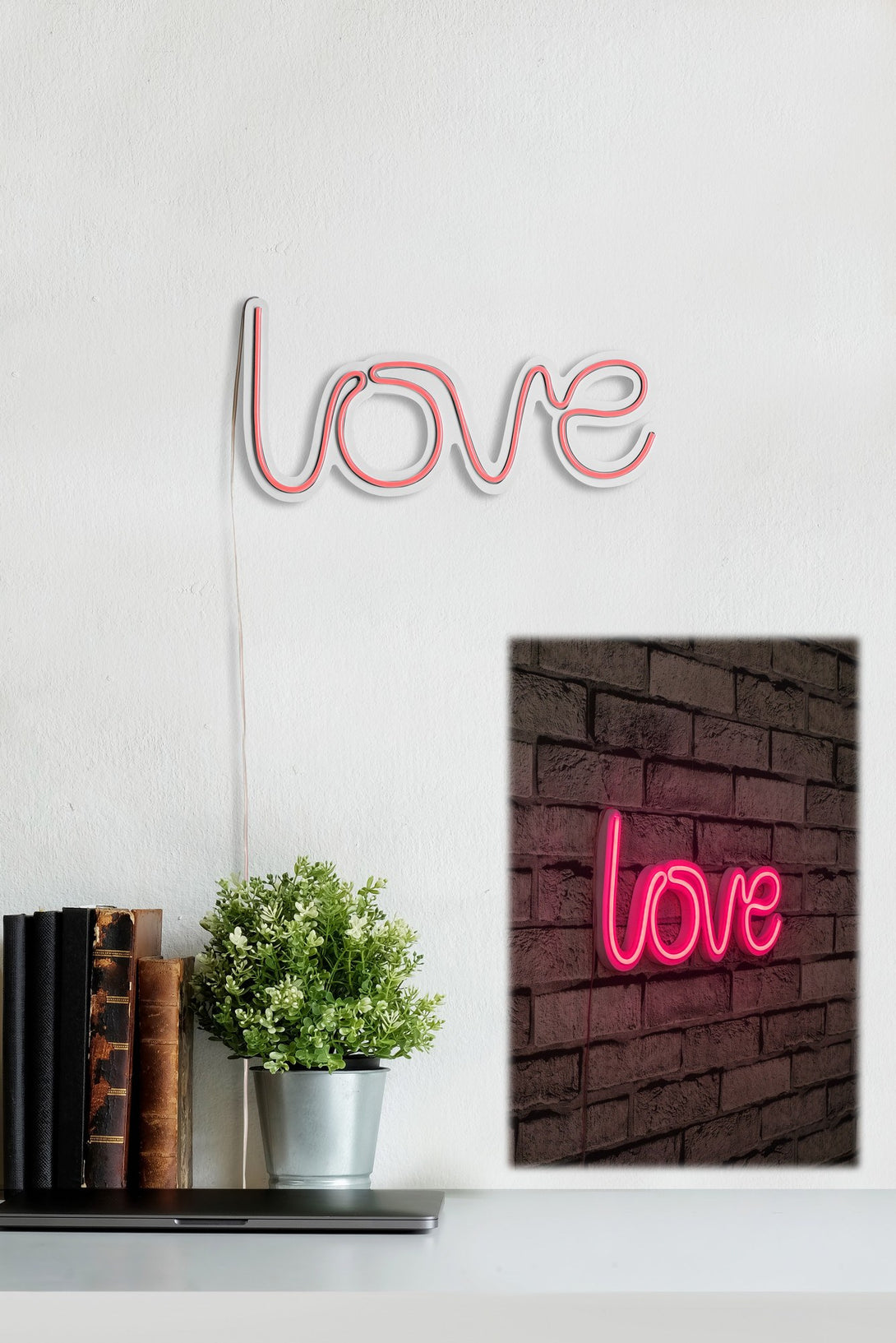 lastična zidna dekoracija s LED rasvjetom, Love - Pink-Vasdom.hr