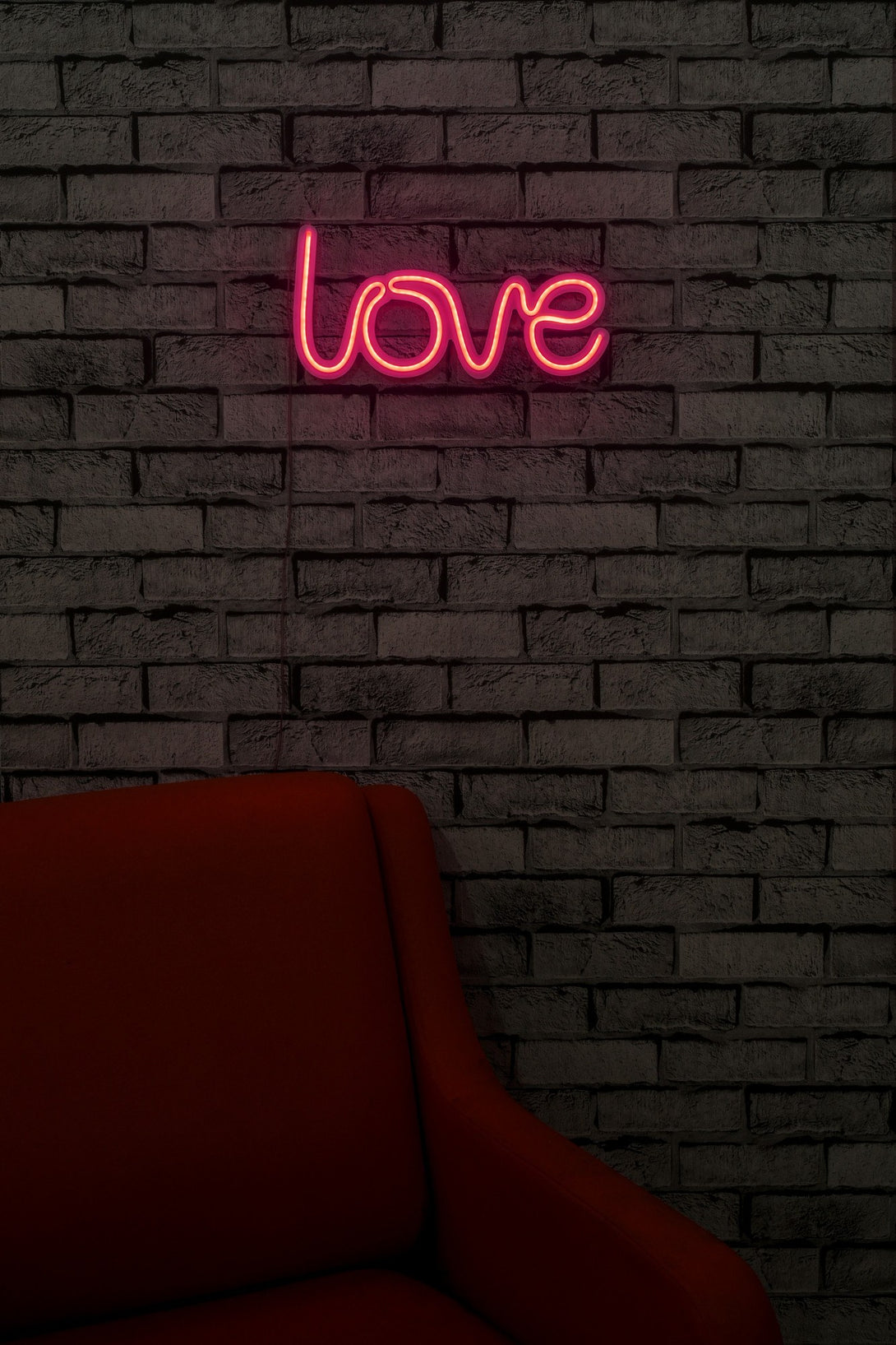 lastična zidna dekoracija s LED rasvjetom, Love - Pink-Vasdom.hr