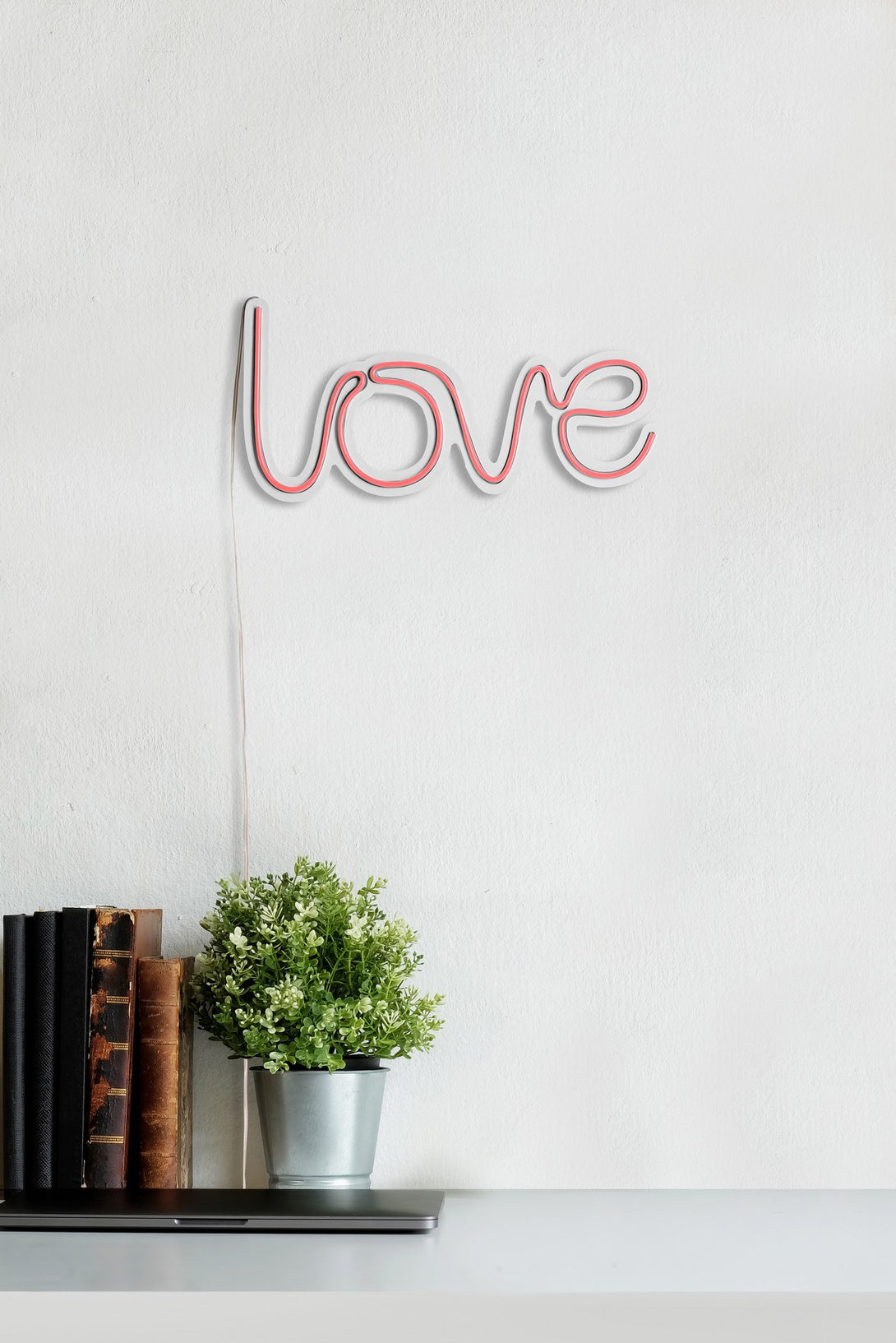 lastična zidna dekoracija s LED rasvjetom, Love - Pink-Vasdom.hr