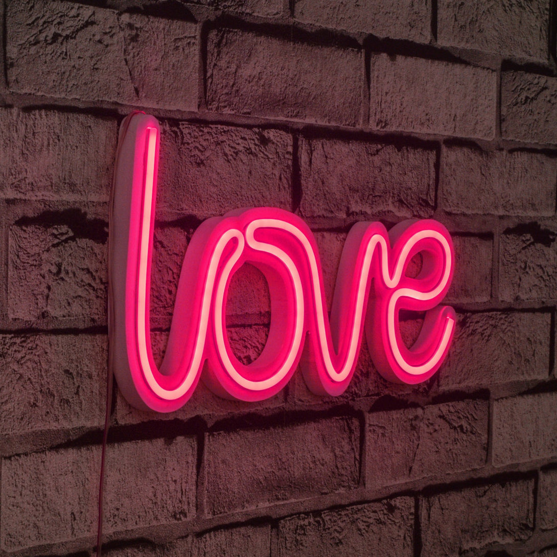 lastična zidna dekoracija s LED rasvjetom, Love - Pink-Vasdom.hr