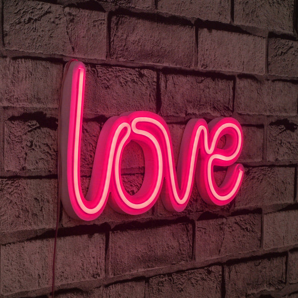 lastična zidna dekoracija s LED rasvjetom, Love - Pink-Vasdom.hr