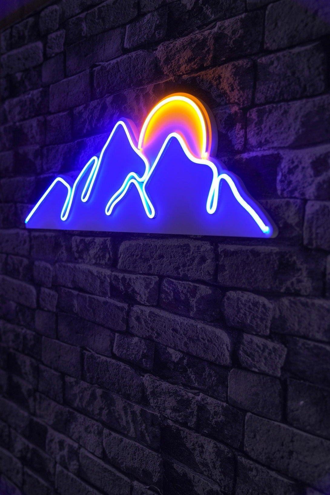 lastična zidna dekoracija s LED rasvjetom, Mountain - Blue - Yellow-Vasdom.hr