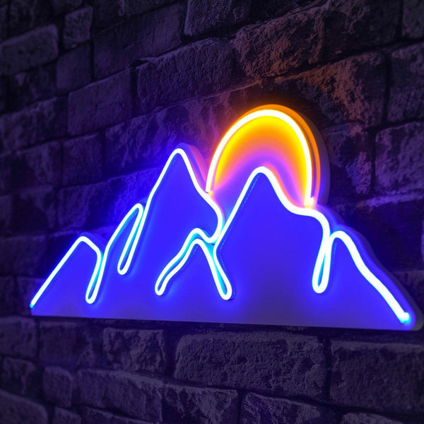 lastična zidna dekoracija s LED rasvjetom, Mountain - Blue - Yellow-Vasdom.hr