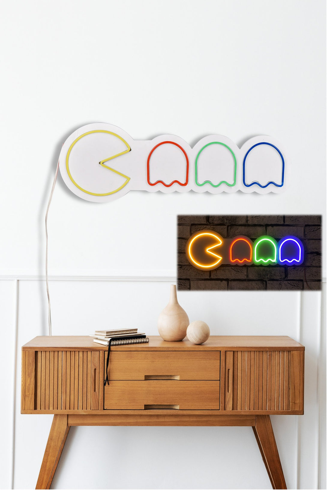 lastična zidna dekoracija s LED rasvjetom, Pacman - Multicolor-Vasdom.hr