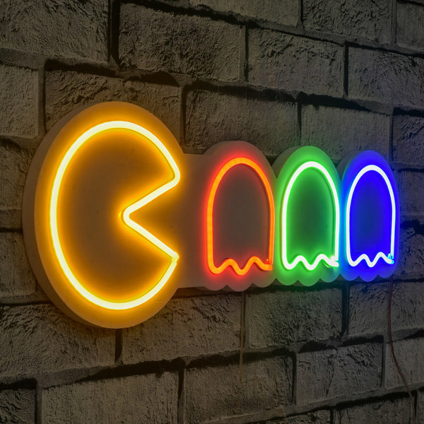 lastična zidna dekoracija s LED rasvjetom, Pacman - Multicolor-Vasdom.hr