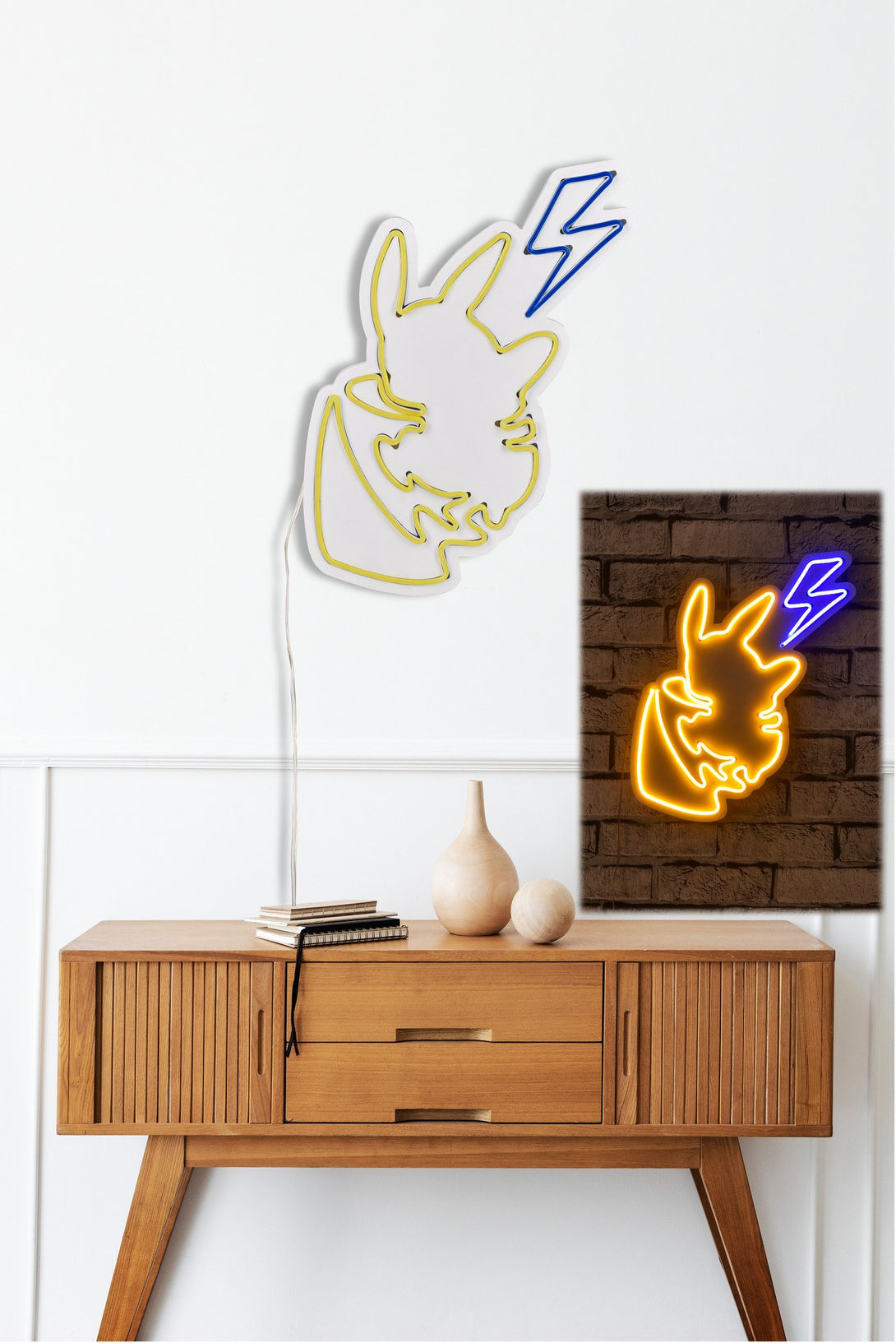 lastična zidna dekoracija s LED rasvjetom, Pikachu - Yellow Blue-Vasdom.hr