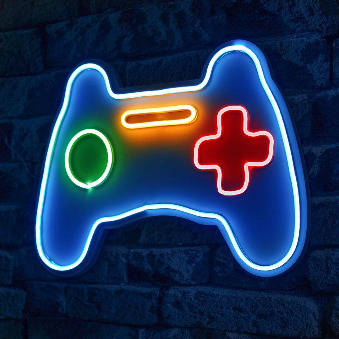 lastična zidna dekoracija s LED rasvjetom, Play Station Gaming Controller - Blue-Vasdom.hr