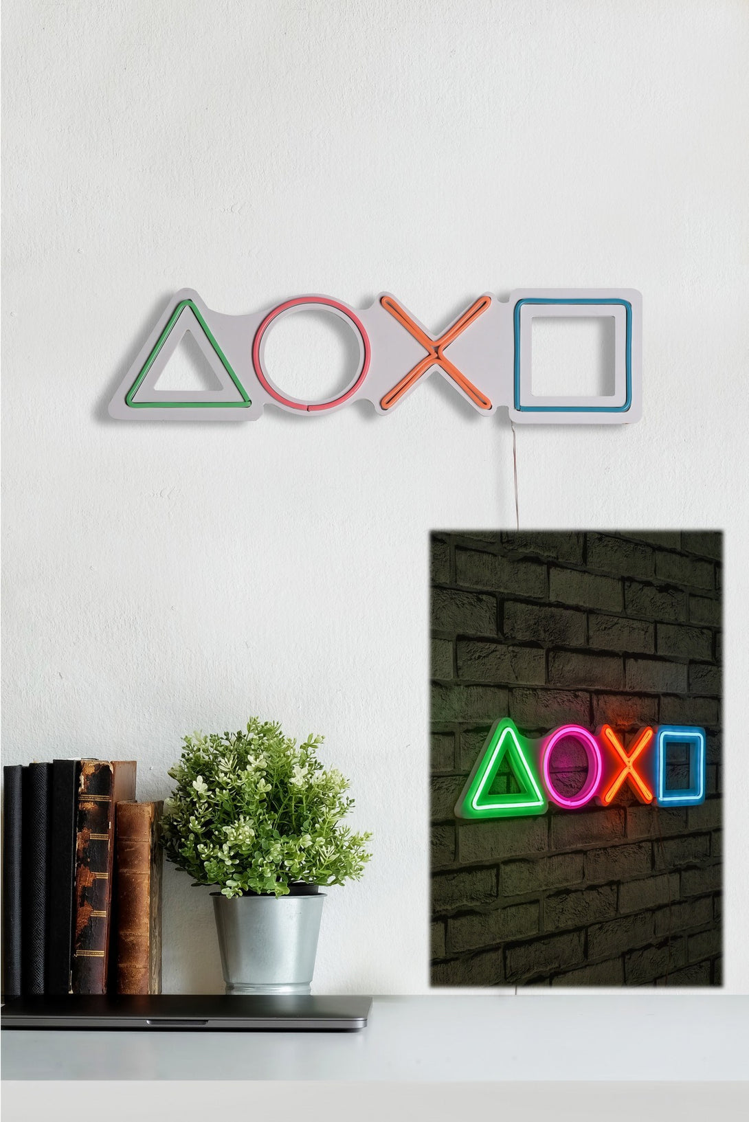 lastična zidna dekoracija s LED rasvjetom, Play Station - Multicolor-Vasdom.hr