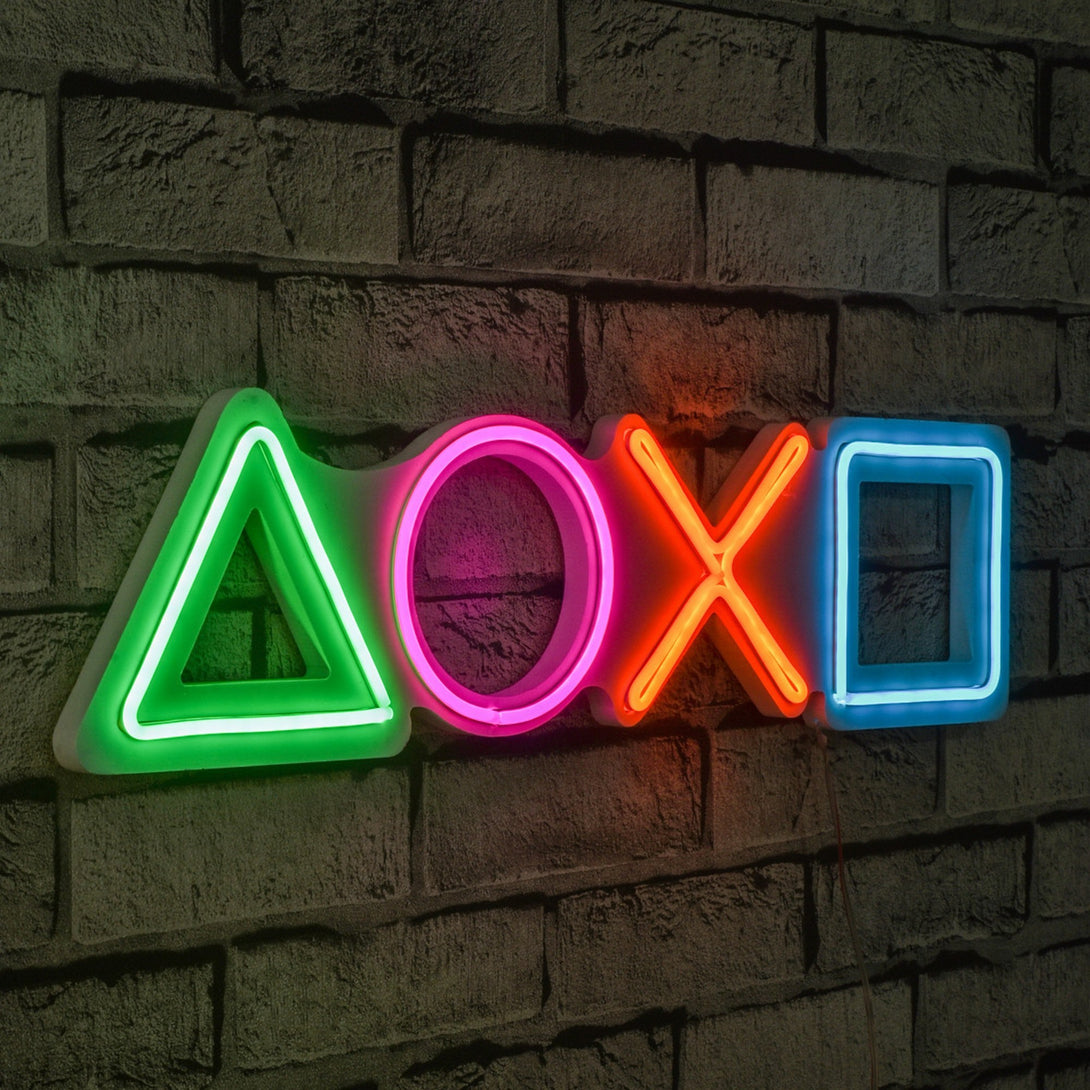 lastična zidna dekoracija s LED rasvjetom, Play Station - Multicolor-Vasdom.hr